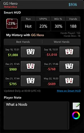 GG扑克智能HUD显示界面 - 实时玩家数据统计与分析工具